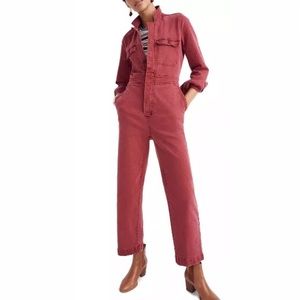 New Madewell Garment- dyed denim slim jumpsuit
